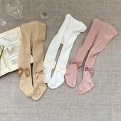 Aranyos kislány harisnyanadrág 0-4 éves korig újszülött gyerekeknek, egyszínű, csokorcsomós harisnya puha pamut harisnya tipegő gyerekeknek leggings ruhák