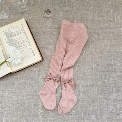 Aranyos kislány harisnyanadrág 0-4 éves korig újszülött gyerekeknek, egyszínű, csokorcsomós harisnya puha pamut harisnya tipegő gyerekeknek leggings ruhák