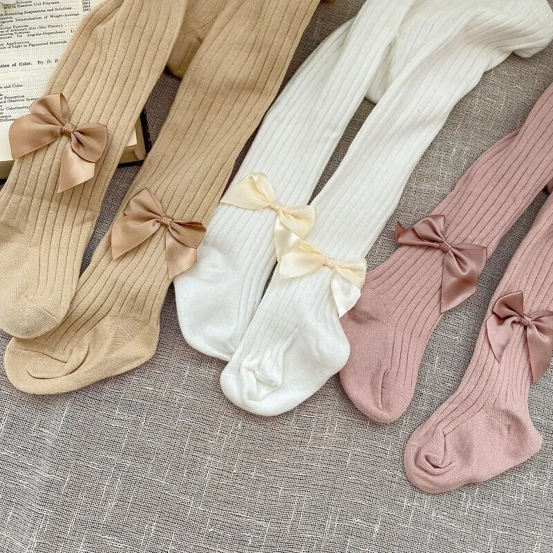 Aranyos kislány harisnyanadrág 0-4 éves korig újszülött gyerekeknek, egyszínű, csokorcsomós harisnya puha pamut harisnya tipegő gyerekeknek leggings ruhák