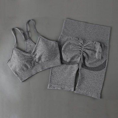 SVOKOR 2db Sport Női Öltöny Edzés Tornaterem Varrat nélküli Rövidnadrág Jóga Szett Fitnesz Futóruha Szexi Légáteresztő Sportruházat