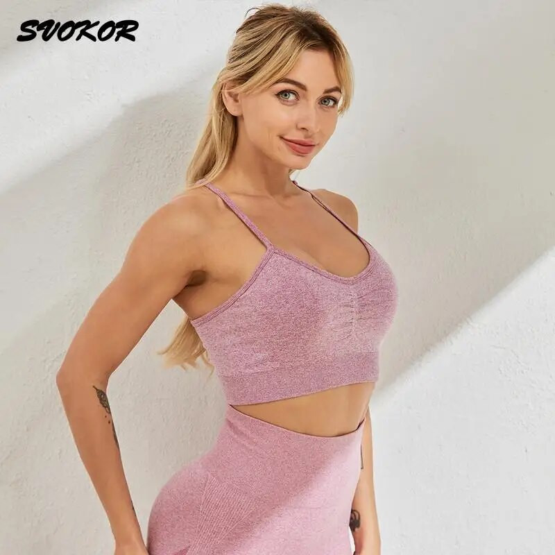 SVOKOR 2db Sport Női Öltöny Edzés Tornaterem Varrat nélküli Rövidnadrág Jóga Szett Fitnesz Futóruha Szexi Légáteresztő Sportruházat