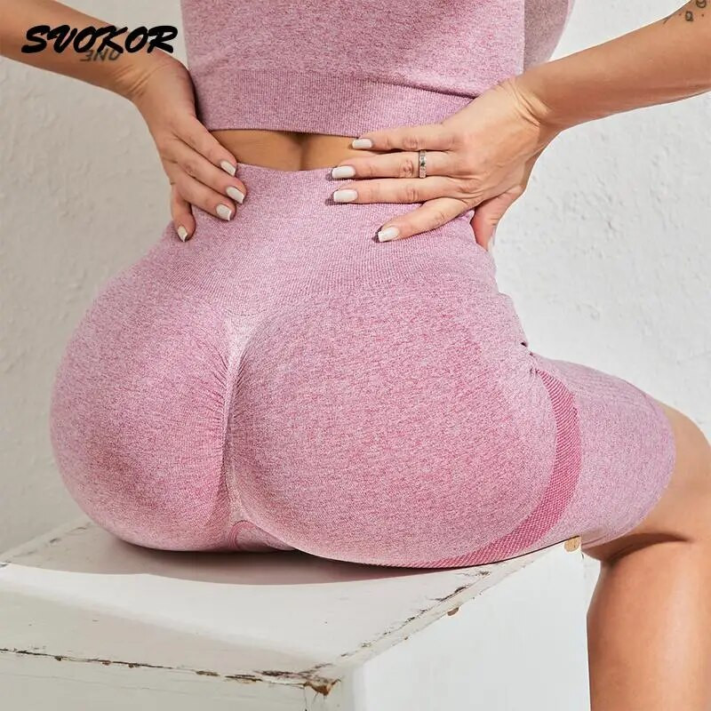 SVOKOR 2db Sport Női Öltöny Edzés Tornaterem Varrat nélküli Rövidnadrág Jóga Szett Fitnesz Futóruha Szexi Légáteresztő Sportruházat