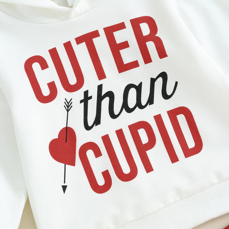 ma&baby 6M-4Y Valentin napi kisgyermek csecsemő gyerek baba fiú lány ruhakészletek betűs hosszú ujjú felsők piros nadrág ruhák