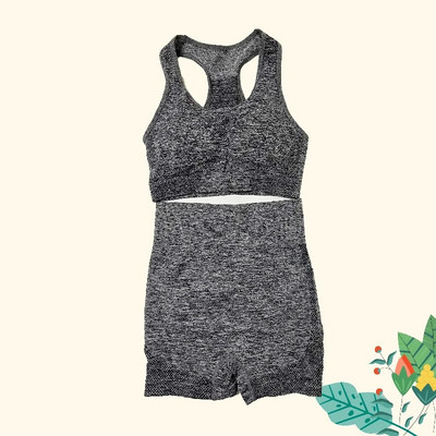 1/2 db Zökkenőmentes női jóga szett edzés ingek Sport rövidnadrág melltartó tornaruhák fitnesz rövidnadrág Crop top magas derekú futósport szettek