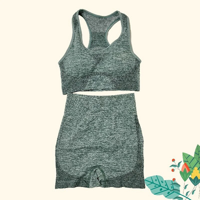 1/2 db Zökkenőmentes női jóga szett edzés ingek Sport rövidnadrág melltartó tornaruhák fitnesz rövidnadrág Crop top magas derekú futósport szettek