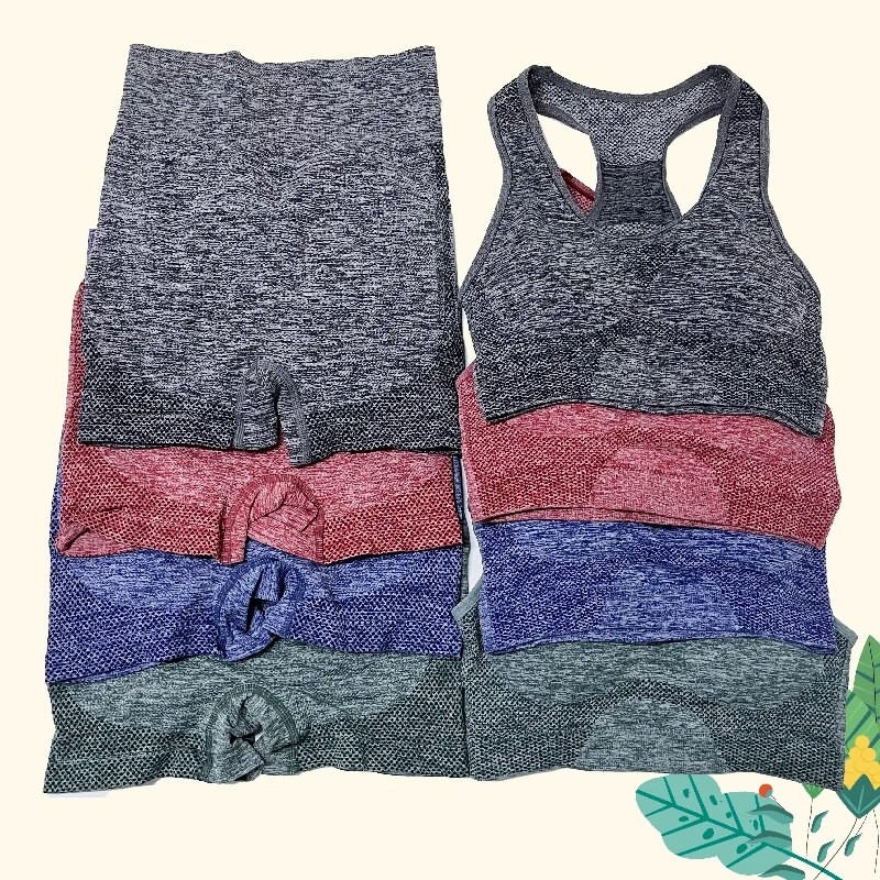 1/2 db Zökkenőmentes női jóga szett edzés ingek Sport rövidnadrág melltartó tornaruhák fitnesz rövidnadrág Crop top magas derekú futósport szettek