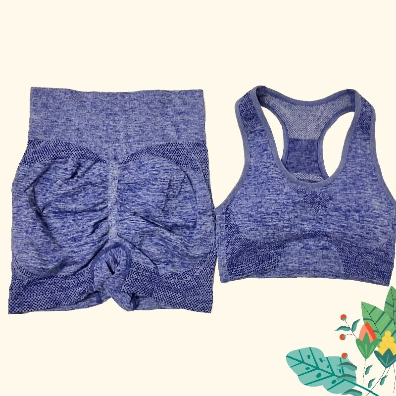 1/2 db Zökkenőmentes női jóga szett edzés ingek Sport rövidnadrág melltartó tornaruhák fitnesz rövidnadrág Crop top magas derekú futósport szettek