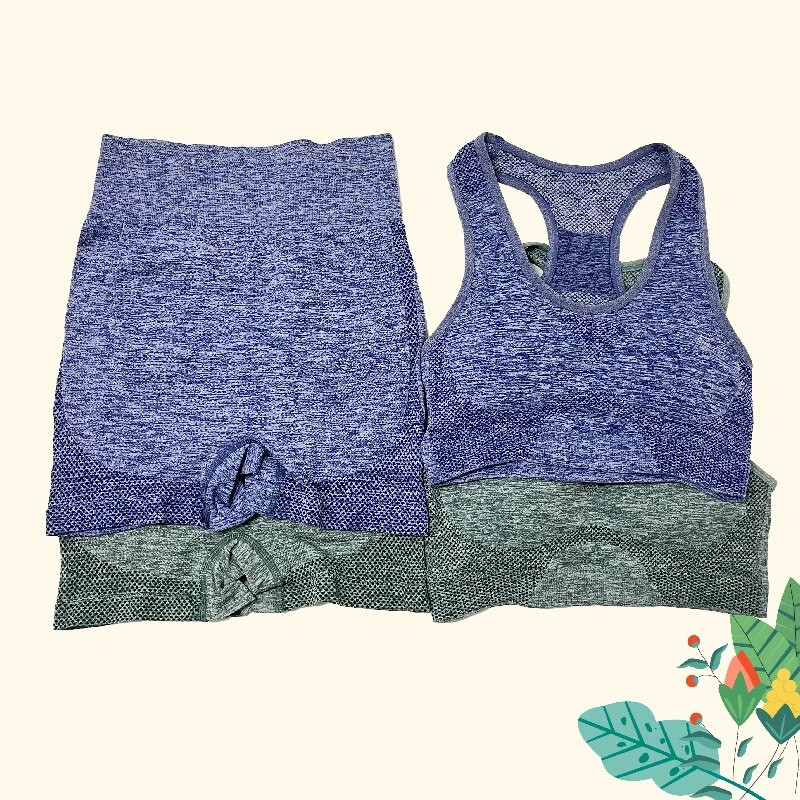 1/2 db Zökkenőmentes női jóga szett edzés ingek Sport rövidnadrág melltartó tornaruhák fitnesz rövidnadrág Crop top magas derekú futósport szettek