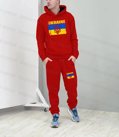 Ukrajna nemzeti zászlós kapucnis szett 3D nyomtatás Sportnadrágok trendi öltönyök női pulóver sport atléta téli szett 2 részes 6xl