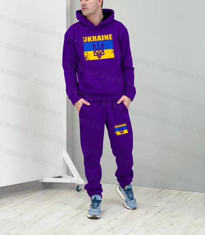 Ukrajna nemzeti zászlós kapucnis szett 3D nyomtatás Sportnadrágok trendi öltönyök női pulóver sport atléta téli szett 2 részes 6xl