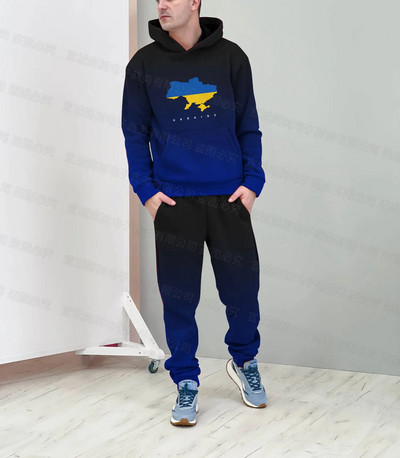 Ukrajna nemzeti zászlós kapucnis szett 3D nyomtatás Sportnadrágok trendi öltönyök női pulóver sport atléta téli szett 2 részes 6xl
