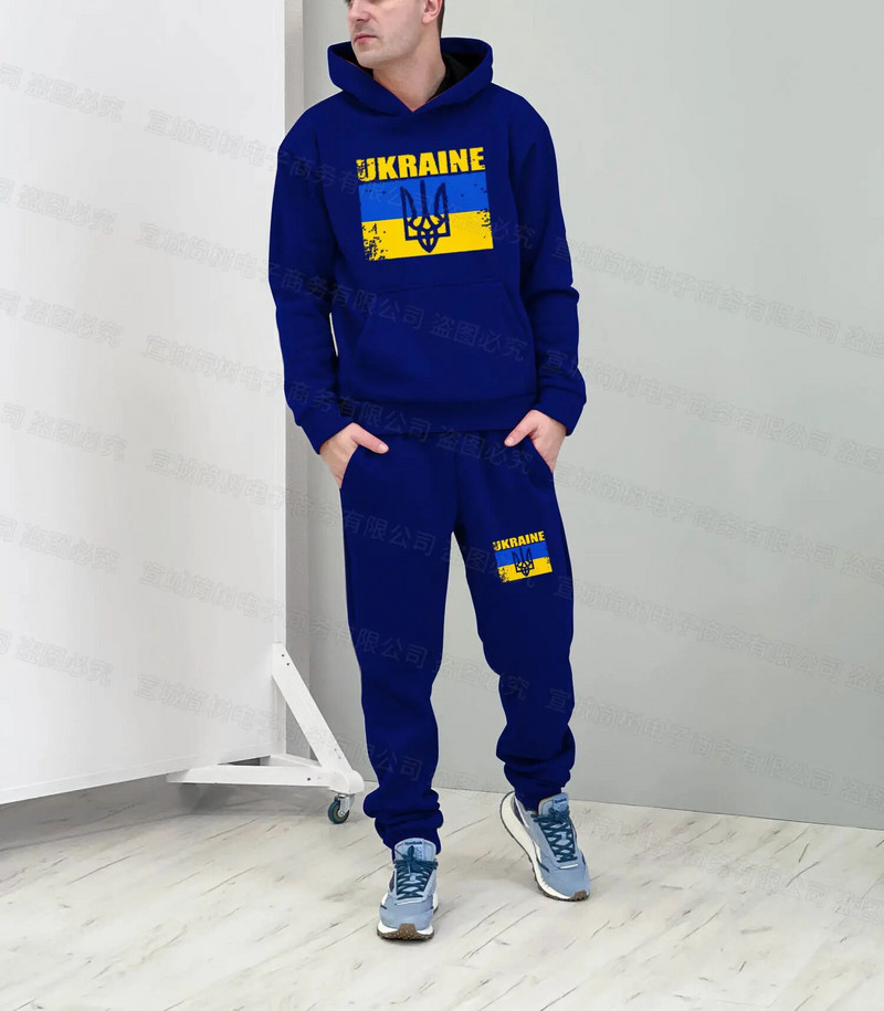 Ukrajna nemzeti zászlós kapucnis szett 3D nyomtatás Sportnadrágok trendi öltönyök női pulóver sport atléta téli szett 2 részes 6xl