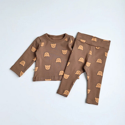 MILANCEL baba pizsama szett kisgyermek lányoknak alvó viselet medve felső és magas derekú nadrág csecsemő pizsama öltöny