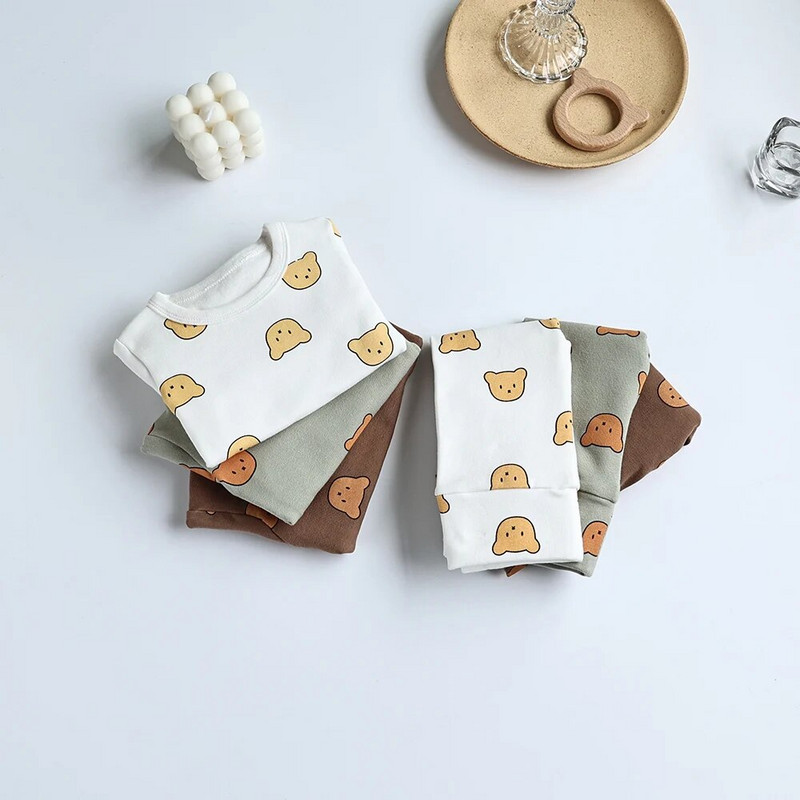 MILANCEL baba pizsama szett kisgyermek lányoknak alvó viselet medve felső és magas derekú nadrág csecsemő pizsama öltöny
