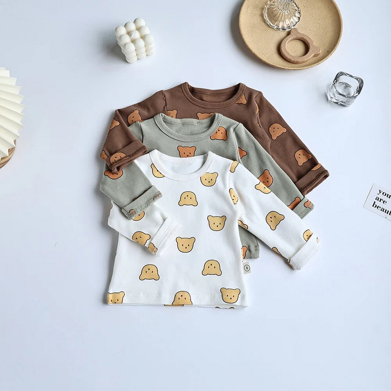 MILANCEL baba pizsama szett kisgyermek lányoknak alvó viselet medve felső és magas derekú nadrág csecsemő pizsama öltöny