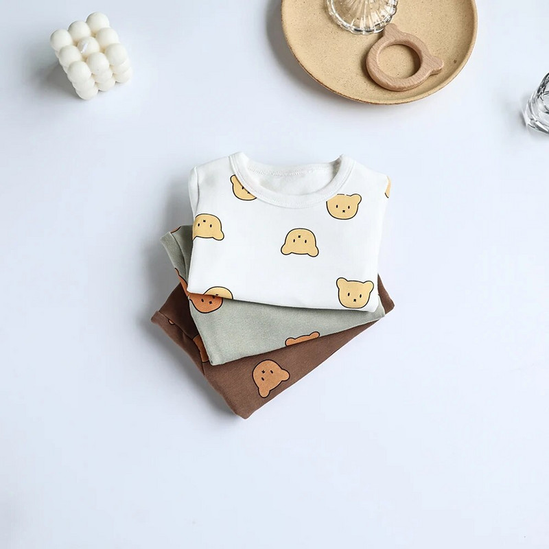 MILANCEL baba pizsama szett kisgyermek lányoknak alvó viselet medve felső és magas derekú nadrág csecsemő pizsama öltöny