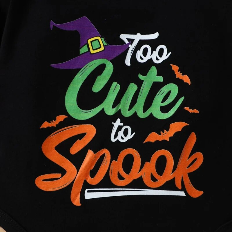 Baba Halloween ruhák Kislány ruhák 3 db szett Letter repülő ujjú hosszú ujjú felsők + szoknya + fejpánt 0-18M