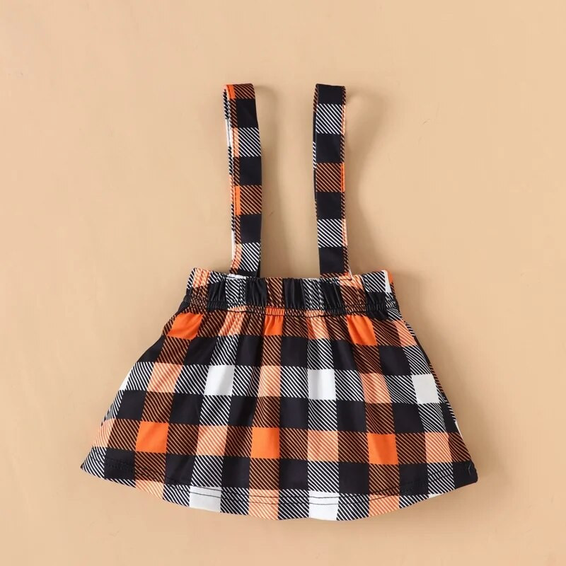 Baba Halloween ruhák Kislány ruhák 3 db szett Letter repülő ujjú hosszú ujjú felsők + szoknya + fejpánt 0-18M