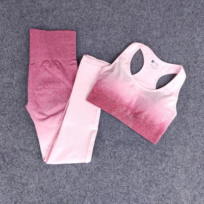 Női Ombre jóga szett Sport melltartó+varrat nélküli leggings tornatermi ruházat edzés sportruházat fitnesz sportruha magas derekú jóga nadrág futás