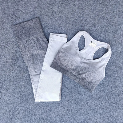 Női Ombre jóga szett Sport melltartó+varrat nélküli leggings tornatermi ruházat edzés sportruházat fitnesz sportruha magas derekú jóga nadrág futás