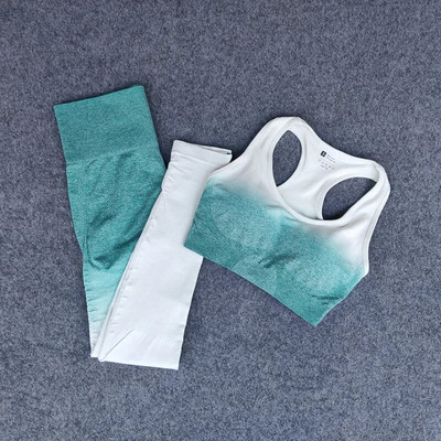 Női Ombre jóga szett Sport melltartó+varrat nélküli leggings tornatermi ruházat edzés sportruházat fitnesz sportruha magas derekú jóga nadrág futás