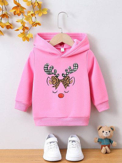 Őszi és téli gyerek kapucnis pulóverek, lányok alkalmi polár felsők, karácsonyi gyerekruhák 3-8 éves korig