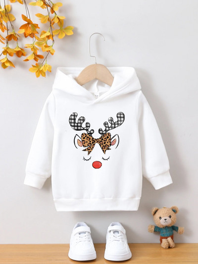 Őszi és téli gyerek kapucnis pulóverek, lányok alkalmi polár felsők, karácsonyi gyerekruhák 3-8 éves korig