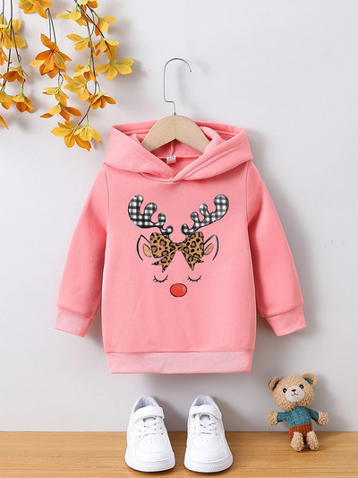 Őszi és téli gyerek kapucnis pulóverek, lányok alkalmi polár felsők, karácsonyi gyerekruhák 3-8 éves korig