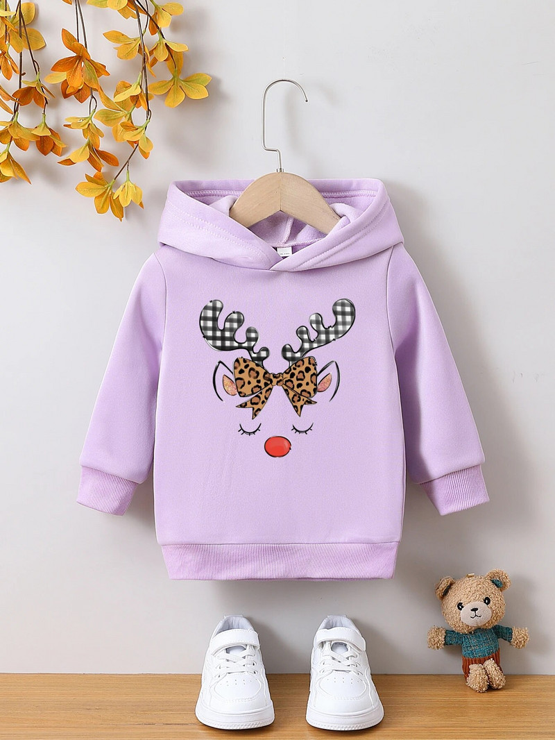 Őszi és téli gyerek kapucnis pulóverek, lányok alkalmi polár felsők, karácsonyi gyerekruhák 3-8 éves korig
