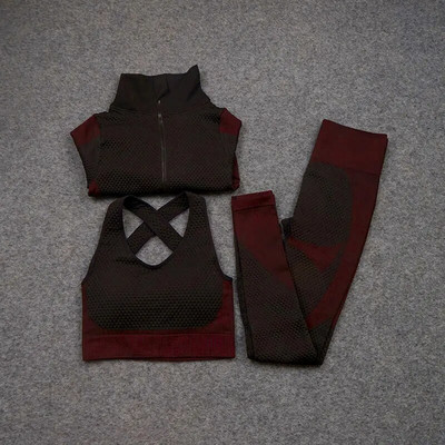 2/3 DB Zökkenőmentes jóga szettek Sport Fitness mellény Magas derekú Csípőt emelő nadrágok Öltönyök Edzőruhák Tornatermi leggings szett nőknek