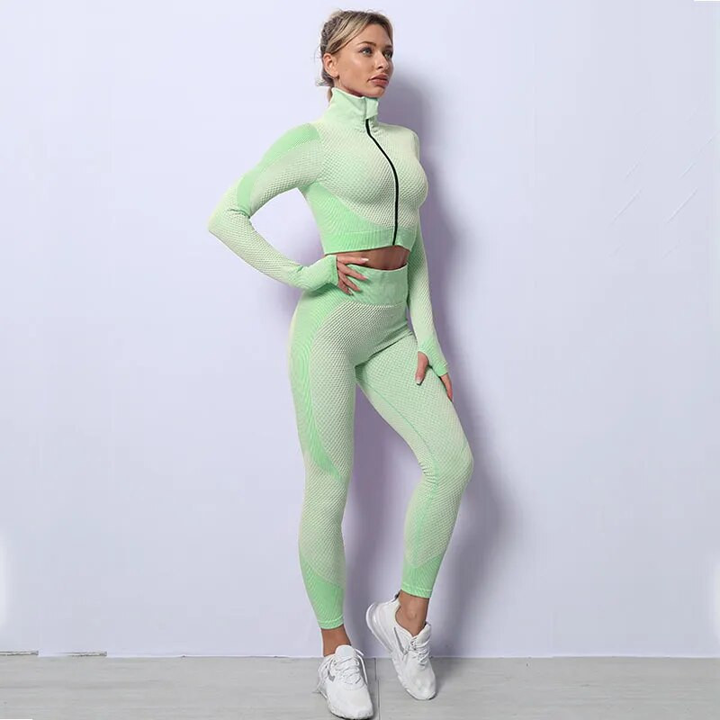 2/3 DB Zökkenőmentes jóga szettek Sport Fitness mellény Magas derekú Csípőt emelő nadrágok Öltönyök Edzőruhák Tornatermi leggings szett nőknek