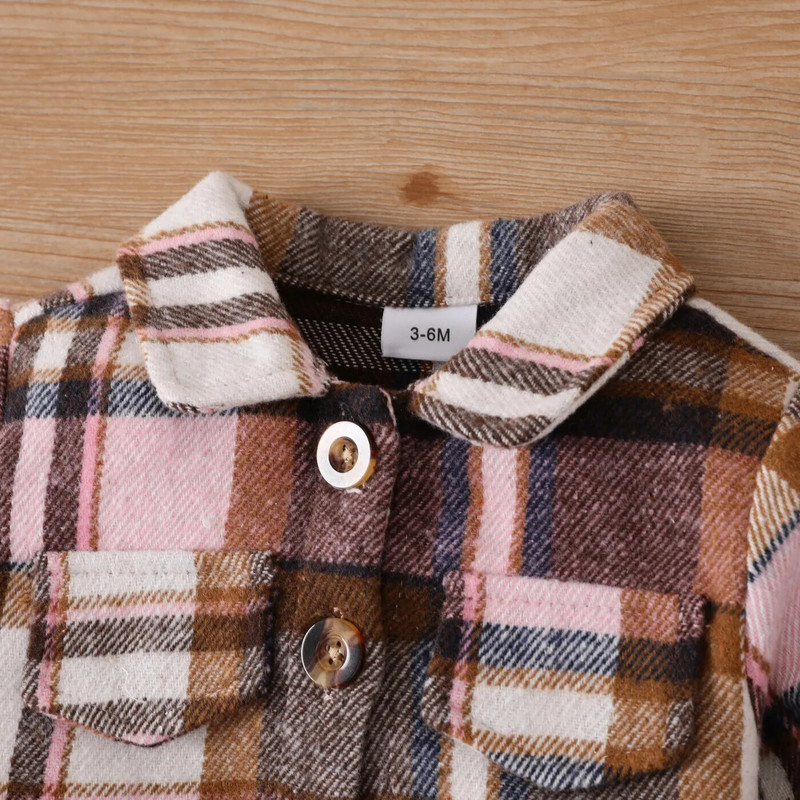 Prowow 3-24M babaruhák lányok ruházati készletek divatos kockás kabát felsőruházat + hosszú ujjú kockás ruha lányoknak babaruhák télen