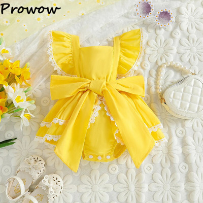 Prowow 6-24M kislány ruhák Princess Back Bowknot csipke body újszülötteknek csecsemő baba lányoknak születésnapi ruhák