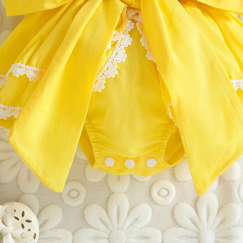 Prowow 6-24M kislány ruhák Princess Back Bowknot csipke body újszülötteknek csecsemő baba lányoknak születésnapi ruhák