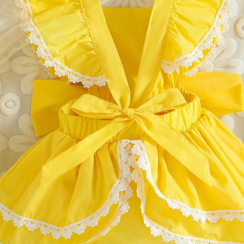 Prowow 6-24M kislány ruhák Princess Back Bowknot csipke body újszülötteknek csecsemő baba lányoknak születésnapi ruhák