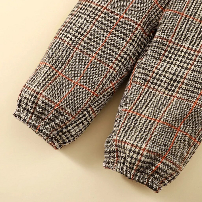 Σετ ρούχων για αγοράκι και κοριτσάκι 3-24 μηνών Baby girl Cute Bear print Μακρυμάνικο φούτερ + καρό παντελόνι Ζεστά ρούχα φθινοπώρου και χειμώνα