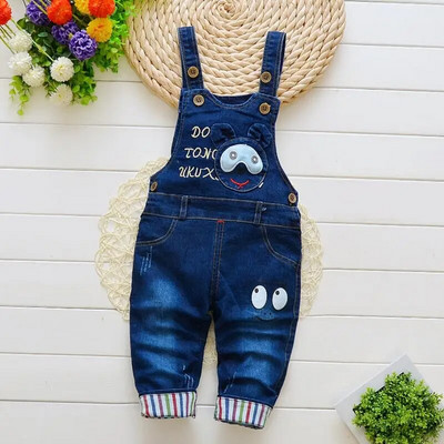 2023 νέα άνοιξη και φθινόπωρο βρέφη παιδικά χοντρό τζιν παντελόνι σαλιάρα μωρά αγόρια κορίτσια καρτούν αρκούδα τζιν ζαρτιέρες φόρμες 0-4Y