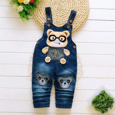 2023 νέα άνοιξη και φθινόπωρο βρέφη παιδικά χοντρό τζιν παντελόνι σαλιάρα μωρά αγόρια κορίτσια καρτούν αρκούδα τζιν ζαρτιέρες φόρμες 0-4Y