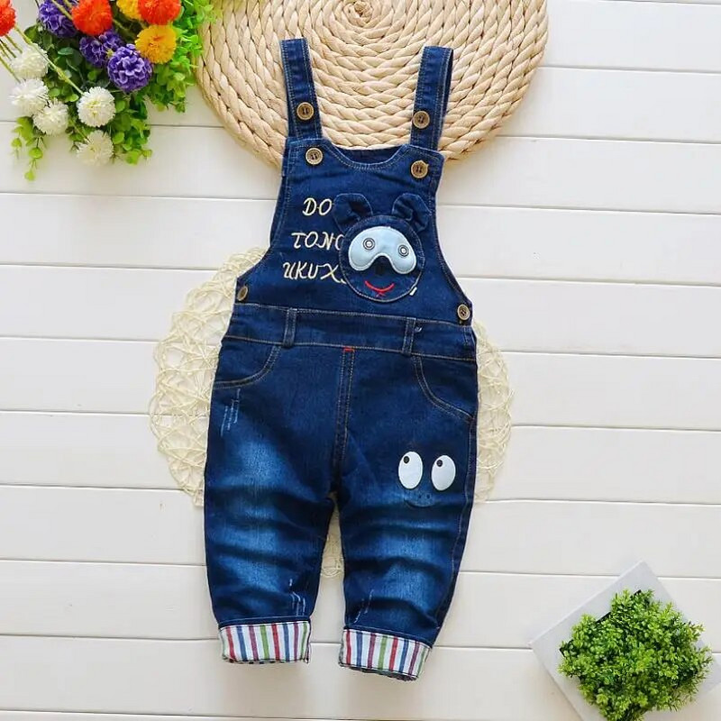 2023 νέα άνοιξη και φθινόπωρο βρέφη παιδικά χοντρό τζιν παντελόνι σαλιάρα μωρά αγόρια κορίτσια καρτούν αρκούδα τζιν ζαρτιέρες φόρμες 0-4Y