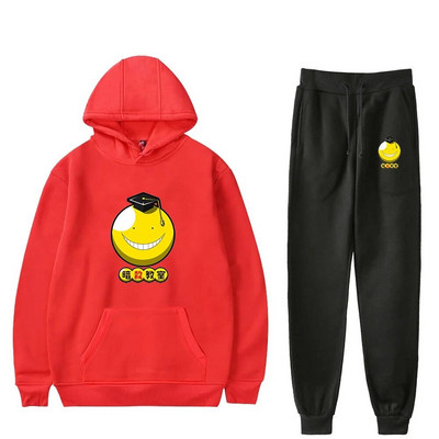 Új Assassination Classroom Anime tréningruha szett kapucnis + nadrág pulóverek 2 részes készlet pulóverek Sport öltöny kabát sport szettek