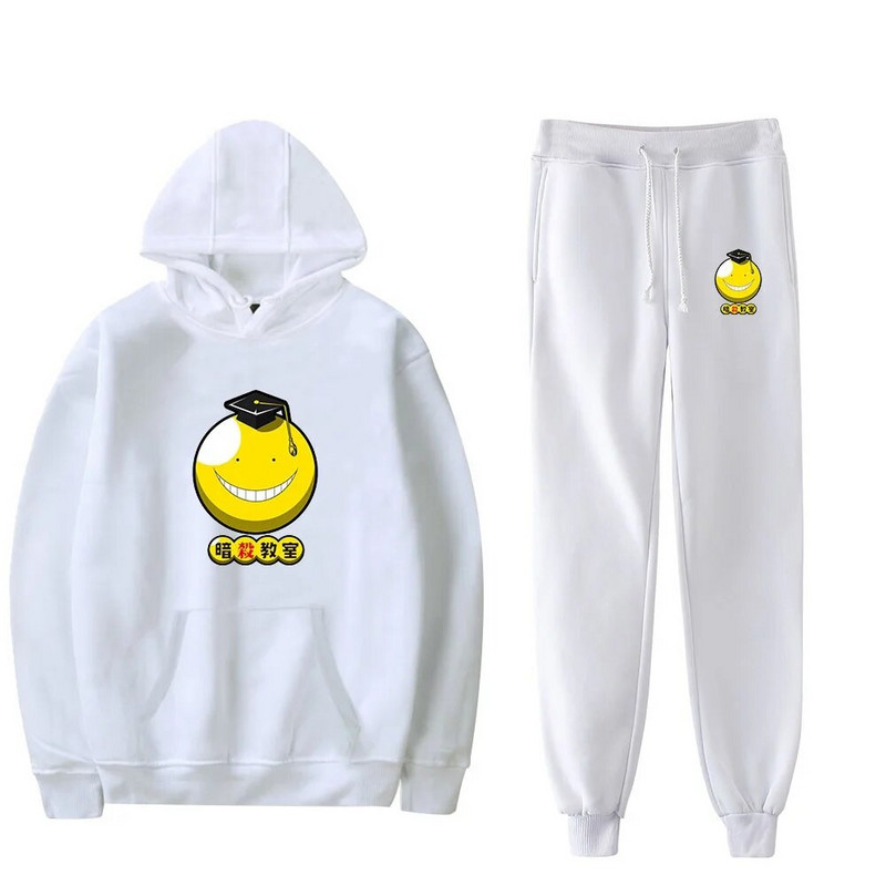 Új Assassination Classroom Anime tréningruha szett kapucnis + nadrág pulóverek 2 részes készlet pulóverek Sport öltöny kabát sport szettek