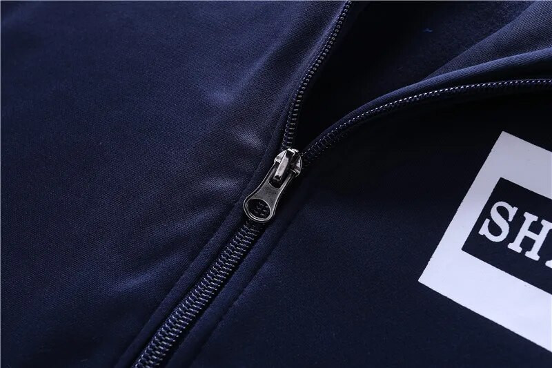 Vyriški bėgimo sportiniai kostiumai, sportiniai kostiumai, vyrų prekės ženklo „Fitness Gym“ užtrauktukas Sportinė apranga + laisvalaikio kelnės „Spring Elasticity“ vyrų komplektas, drabužiai