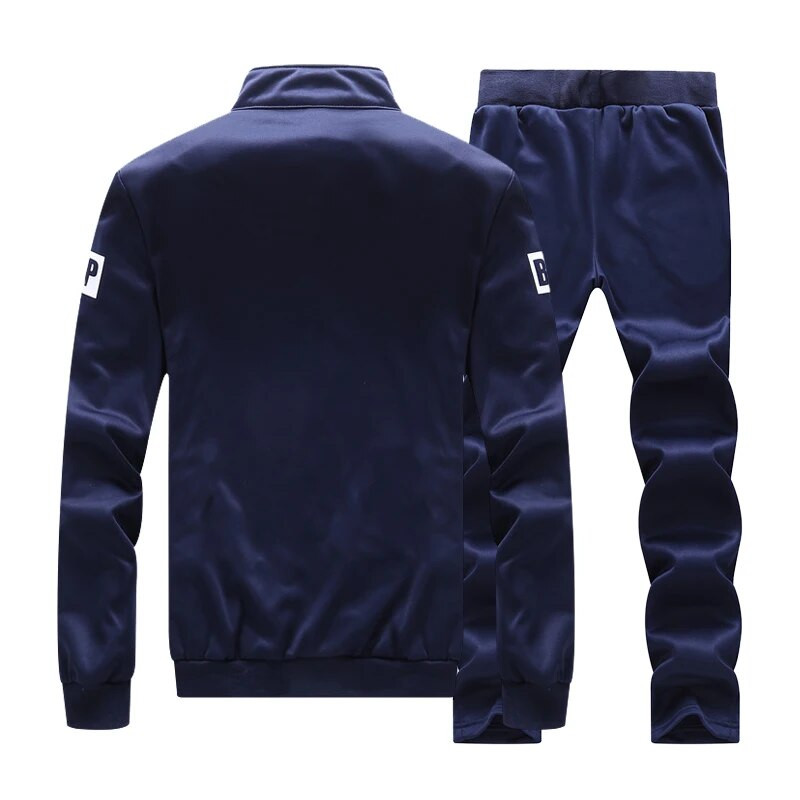 Vyriški bėgimo sportiniai kostiumai, sportiniai kostiumai, vyrų prekės ženklo „Fitness Gym“ užtrauktukas Sportinė apranga + laisvalaikio kelnės „Spring Elasticity“ vyrų komplektas, drabužiai