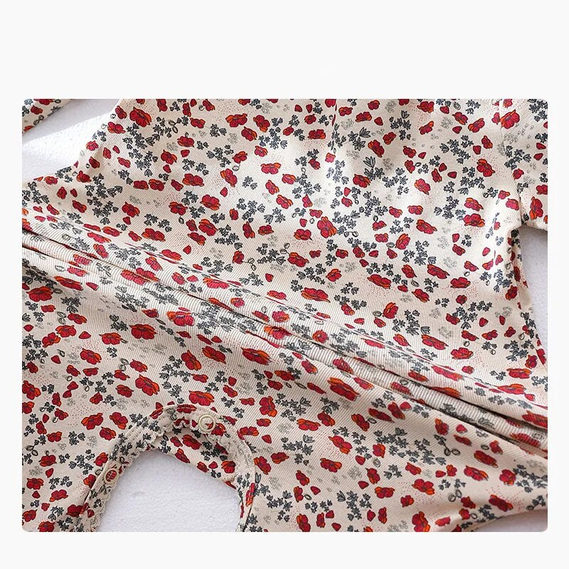 0-24 εκατομμυρίων νεογέννητο παιδάκι για κοριτσάκια, φθινοπωρινά, χειμωνιάτικα βαμβακερά ρούχα, λουλουδάτα στάμπα, χαριτωμένη γλυκιά νεογέννητη φλοράλ στολή