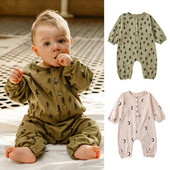 0-24M Νεογέννητα, παιδικά, βρεφικά, κοριτσάκια, φθινοπωρινά βαμβακερά ρούχα για μωρά με μακρυμάνικη στάμπα, νεογέννητο κοστούμι