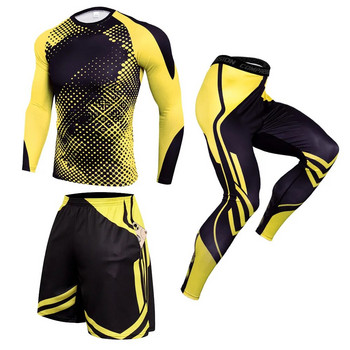 Ανδρική ποδηλασία Ρούχα γυμναστικής αναψυχής Αθλητικό μακρυμάνικο μπλουζάκι Παντελόνι τριών τεμαχίων σετ τρεξίματος