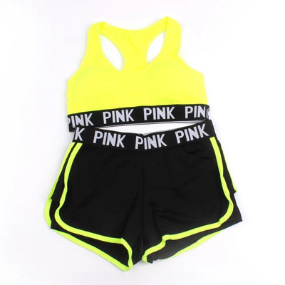 Νέο σετ γιόγκα Γυναικείο αθλητικό κοστούμι γράμμα αθλητικά ρούχα για γυναίκες γυμναστική Push Up Bra+gym Κοντά γυναικεία ρούχα για τρέξιμο