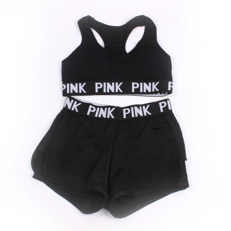 Νέο σετ γιόγκα Γυναικείο αθλητικό κοστούμι γράμμα αθλητικά ρούχα για γυναίκες γυμναστική Push Up Bra+gym Κοντά γυναικεία ρούχα για τρέξιμο