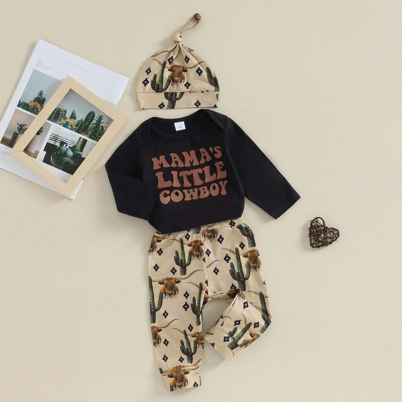 ma&baby 0-18M újszülött csecsemők kisfiúk ruhakészletek levélnyíró tehénmintás nadrágok őszi tavaszi kisgyermek ruházat