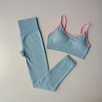 2021-es zökkenőmentes sport szett női 2 részes Crop Top melltartó sport rövidnadrág magas derekú leggings edzőterem ruházat fitness öltöny női jóga szett